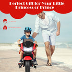 Costzon Kids Ride On Motorcycle, 12V Electric Battery Powered Ride On Bike w/Training Wheels, LED Lights, Music, Pedal, Forward/Reverse, Gift for Children Boys Girls (Red)