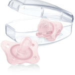 Chicco PhysioForma Mini Orthodontic Pacifier for Babies 0-2 Months, Ultra Light & Small, 100% Soft Silicone, Supports Breathing, One-Piece Design, Included Sterilizing Case, BPA Free, 2-Pack, Pink