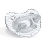Chicco PhysioForma Luxe Orthodontic Pacifier for Babies 6-16 Months, One-Piece 100% Soft Silicone, Supports Breathing, Textured Shield & Handle, Sterilizing Case, BPA Free, 2-Pack, Crystal