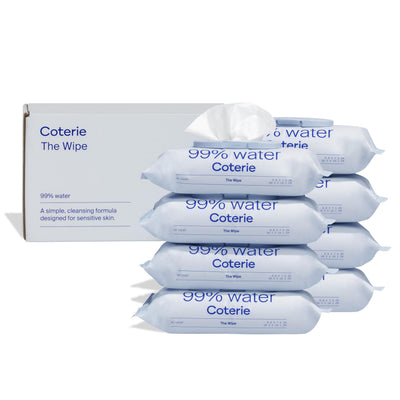 Coterie The Wipe packaging with multiple wipes on a white background