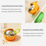ENERGEVITY Suction Bowls Set for Baby Feeding，Silicone Suction Baby Bowl and Food-Grade 304 Stainless Steel Bowl with Fork and Spoon,Dishwasher Safe (Yellow Duck)