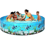Play Pool for Kids Plastic Outdoor Swimming Pool Non-inflatable Folding Round Water Pool Children Snapset Swimming Pool(8FT (244CM x 38CM),Dinosaur)
