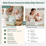 Baby Wipe Warmer, 3-Level Temperature Control, Quiet and Even Heating, Large Capacity for Diaper Changes – Green