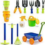 Dimple Garden Wagon & Tools Toy Set Premium 15 Pcs Kids Gardening Tools & Wagon Toy Set - Sturdy & Durable - Top Yd, Beach, Sand, Garden Play Set - Great for Kids & Toddlers