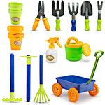 Dimple Garden Wagon & Tools Toy Set, Kids Gardening Set - 15 Pcs Outdoor Toys for Toddlers 1-3, Sand Toys - Sturdy & Durable - Top Yd, Beach, Sand, Garden Play Set for Kids & Toddler Gardening Tools