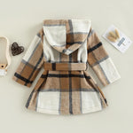 Toddler Baby Girl Dress Coat Long Sleeve Plaid Baby Girl Fleece Jacket Fall Winter Outerwear Outfit