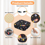 wooshwa Toddler Booster Seat for Dining Table, Kids Booster Seat for Kitchen Chair with Non-Slip Bottom, Portable Detachable Washable Increasing Cushion with 2 Adjustable Straps (Universe)