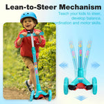 BELEEV Scooters for Kids 3 Wheel Kick Scooter for Toddlers Girls Boys, 4 Adjustable Height, Lean to Steer, Light up Wheels, Extra-Wide Deck, Easy to Assemble for Children Ages 3-12 (Matte Aqua)