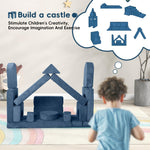 OSYKIU 18PCS Modular Kids Play Couch, Convertible Sectional Sofa for Toddlers, DIY Creative Playroom Furniture, Foam Floor Cushion for Boys and Girls, Building Fort and Lounge Set (Blue) (Blue)
