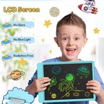 FLUESTON LCD Writing Tablet for Kids, 10 Inch Doodle Board, Colorful Drawing Pad for Toddler, Educational Travel Toy Gifts for 3-8 Year Old Girls Boys, Erase Lock Writing Board