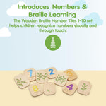 PlanToys® Braille Numbers 1–10 Wooden Montessori Counting and Tactile Learning Toy | Early Math, Sensory Exploration and Inclusive Education Activity | Eco Friendly Educational Number Set