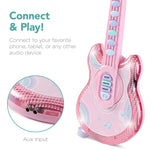 Best Choice Products 19in Kids Toy Guitar, Pretend Play Musical Instrument Toy for Toddlers w/Mic, Stand, 8 Demo Songs, Lights & Sounds - Soft Pink