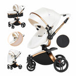 2-in-1 Baby Stroller High Landscape Pram Convertible Carriage with Reversible Bassinet for 0-36 Months,Pink