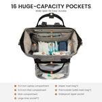 LOVEVOOK Diaper Bag Backpack, Baby Bag with Changing Station, Large Diaper Backpack for Mom Dads, Waterproof Leather Mommy Bag for Boy and Girl, Travel Essential Baby Shower, Black-Grey