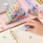 LiYiQ 100-Piece Kawaii Cute Animal Pencil Eraser for Kids, Back to School Supplies, Non-Toxic Rubber, Rectangular