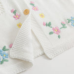 Simplee kids Baby Girls Cardigan Sweaters Solid White Flower Embroidery Thin Sweater for Toddler 6-12 Months