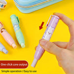 Cute Pencil Erasers, Kids Retractable Erasers with Refills, Standard Pen-Style Erasers, Fun Click Erasers, Kawaii Japanese Stationery Supplies (Purple)