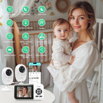 Simyke 1080p Smart 2Camera Video BabyMonitor,Wifi On/Off Switch,2.8" inch Display or WiFi Remote Access,NightVision,1500ft Long Range,2-Way Talk,Sound Alert,Temperature Sensor,Lullabies Feeding Remind