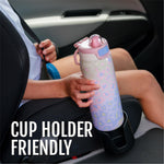 Ello Pop & Fill 18oz Stainless Steel Kids Water Bottle with Quick Fill Lid | Vacuum Insulated BPA Free Bottle with Leak Proof Straw and Chug Lid, Dishwasher Safe, Gift For Kids Teens, Cheetah
