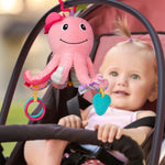 Sumobaby Infant Baby Musical Stuffed Animal Activity Soft Toys, Baby Teething Toys with Multi-Sensory Crinkle, Rattle and Mirror, for Tummy Time Newborn 0-3-6-12 Months Girls, Octopus, Pink