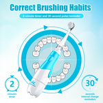 DADA-TECH Toddler Electric Toothbrush Kids Age 1-2-3 Years Old, Baby Electric Toothbrush with LED Light 2 Minutes Timer 4 Vibrating Heads for Infants (Blue Penguin‌‌)