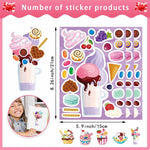 24 Sheets Make-a-face Stickers, Make Your Own Ice Cream Mix and Match Sticker Sheets DIY Summer Ice Cream Stickers for Kids Party Favors Activities