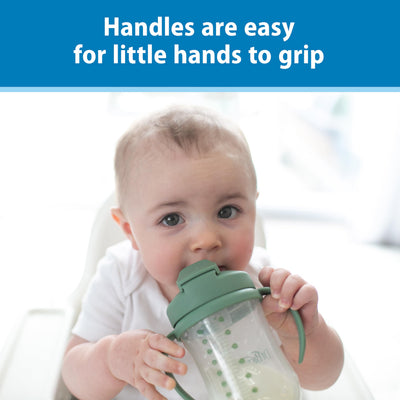 Dr. Brown's Milestones Baby's First Straw Cup, Training Cup with Weighted Straw, 9 oz/270 mL, BPA-free, 6m+, Olive Green, 1-Pack