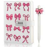 Diary with Lock for Girls Ages 8-12, Pink Bow Journal with Lock for Teen Girls, Birthday Gifts for Girls Diary for Kids with Pen, Coquette Preppy Secret Diary Notebook for Girls Women, Gift for 7 8 9 10 11 12 13 14 15 Year Old Girl