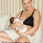 Momcozy Lace Nursing Bra, Wirefree Padded Nursing Bras for Breastfeeding, V Neck Maternity Bra for Pregnancy, Soft Lace Black