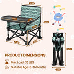 Baby Beach Chair, Babies Booster Seat for Kitchen Chair with Tray,Indoor/Outdoor Use (Green)