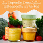 DIMBRAH Baby Food Storage Containers -12pcs, 4oz Reusable Glass Baby Food Jars with Lids–Suitable for Baby and Toddler Foods、Fruit and Vegetable Purees