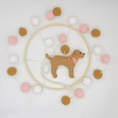 Goukurlsma Baby Crib Mobile for Girls Boys Dog Theme Baby Mobile for Crib Mobile for Bassinet with Felt Ball, Pink