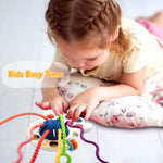 AiTuiTui Sensory Montessori Baby Teething Toys 6 to 12 Months, Toddler Travel Toys for 1 2 Year Old Boy Girl Birthday Gifts, Soft Pull String Fidget Educational Learning Toys for 9 10 18 Months Infant