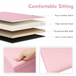 B FSOBEIIALEO Folding Storage Ottoman, Faux Leather Footrest Seat Long Shoes Bench Box Chest, Pink 30"x15"x15"