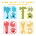 TYRY.HU Baby Teething Toys for Babies 0-6 Months 6-12 Months, BPA Free Silicone Baby Molar Teether Chew Toys, Hammer Wrench Spanner Pliers for Boys Girls, Soft-Textured, Easy to Hold & Clean, 4 Packs