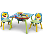 Delta Children Kids Table Storage (2 Chairs Included) -Ideal for Arts & Crafts, Snack Time, Homeschooling, Homework & More, Baby Shark, 3 Piece Set