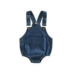 BULINGNA Infant Baby Boy Girl Denim Romper Sleeveless Straps Button Jeans Jumpsuit Unisex Baby Jeans Overalls Summer Clothes (Blue, 12-18 Months)