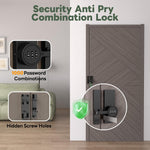YogePote Keyless Password Barn Door Lock, 180 Degree Adhesive Cabinet Lock with 3-Digit Combination, Sliding Flip Door Latch with Glue and Screws for Gate, Closet, Shed, Pantry, Bedroom (Black-1pc)