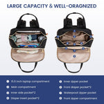 LOVEVOOK Diaper Bag Backpack, Baby Bag with Changing Pad, Large Diaper Backpack Boy Girl, Waterproof Baby Registry Bag for Mom Dad with Stroller Buckles, Black-grey-brown