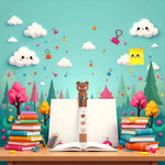 Sluswallow Brown Cartoon Bear Polychrome Color Retractable Ballpoint Pen, Kawaii Cute Multicolor Pens For School Office Student Supply Pens and Refills Ballpoint Pens