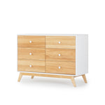 dadada Baby Merry 6-Drawer Dresser Modern Nursery Dresser with Natural Wood Fronts, Soft-Close Drawers, Anti-Tip Safety Kit, Baby-Safe Finish Spacious Storage for Nursery & Home (White/Natural)