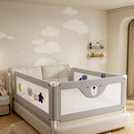3 Piece Bed Rails for King Size Bed, No-Drill Needed Baby Bed Rail Guard for Toddlers with Height Adjustable, Thickened Child Safety Side Railing Guards/Bedrail for Kids, Grey Bear, 74.8x78.7x78.7in