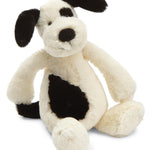 Jellycat Bashful Black and Cream Puppy Stuffed Animal, Medium 12 inches - Dogs and Puppies Plush Toy - Classic Children's Gift