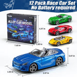 Yewkou 1:64 Scale Die-Cast Metal Toy Cars 12-Pack Vehicles Set, Includes Pickup, Racing Cars, Sports Cars for Display or Play, Great Gift for Kids Age 3 Years and Up (12 Pack)