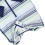 RUGGEDBUTTS Baby/Toddler Boy Swimsuit, One Piece Zipper Rash Guard Sunsuit with UPF 50+ Sun Protection - Coastal Stripes, 6-12m