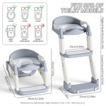 Snugzy Toddler Potty Training Seat 3-in-1 Foldable Potty Training Toilet with Step Stool Adjustable Potty Chair with Urinals (Grey)