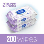 Nice 'n CLEAN Skin Care Baby Wipes Unscented 100ct (2-Pack) | Ideal for Sensitive Skin | Safe on Eczema Prone Skin | 100% Plastic-Free