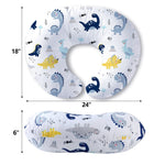 Plushii Nursing Pillow for Breastfeeding, Soft and Supportive Breastfeeding Pillow for Mom and Baby, Cute Feeding Pillow with Removable Cover for 0–12 Months, Dinosaurs World