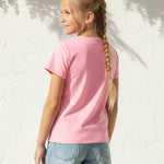 PATPAT Girls T Shirts Size 8-9 Years, Pink Unicorn Print Graphic Tees Crew Neck Short Sleeve Shirts Preppy Clothes Birthday Outfits Cute Tops