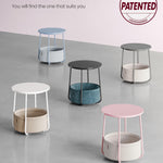 VASAGLE LILEA Collection - Small Round Side End Table, Modern Nightstand with Fabric Basket, Jelly Pink and Cream White ULET223R61
